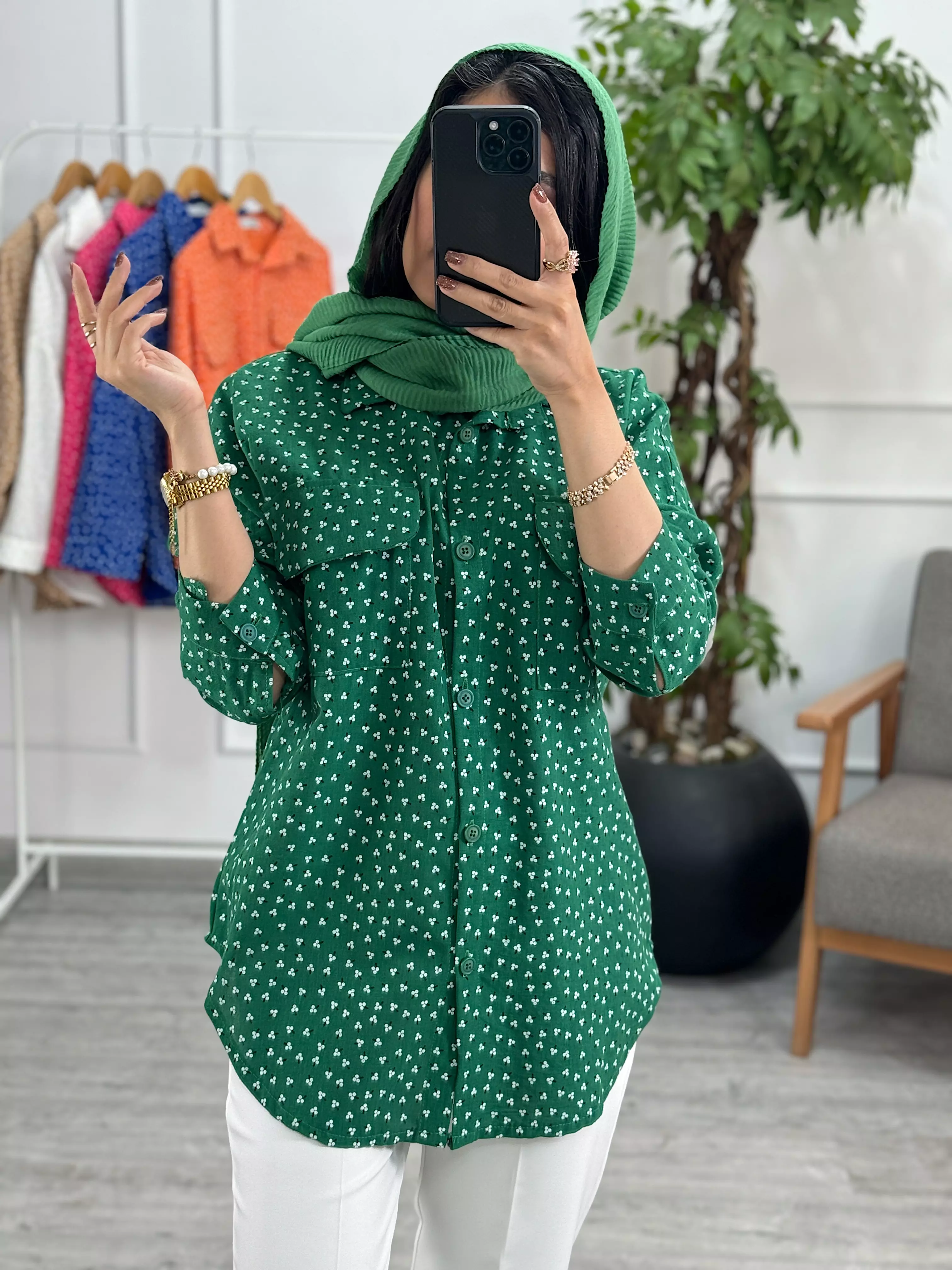 شومیز مانتویی گلی