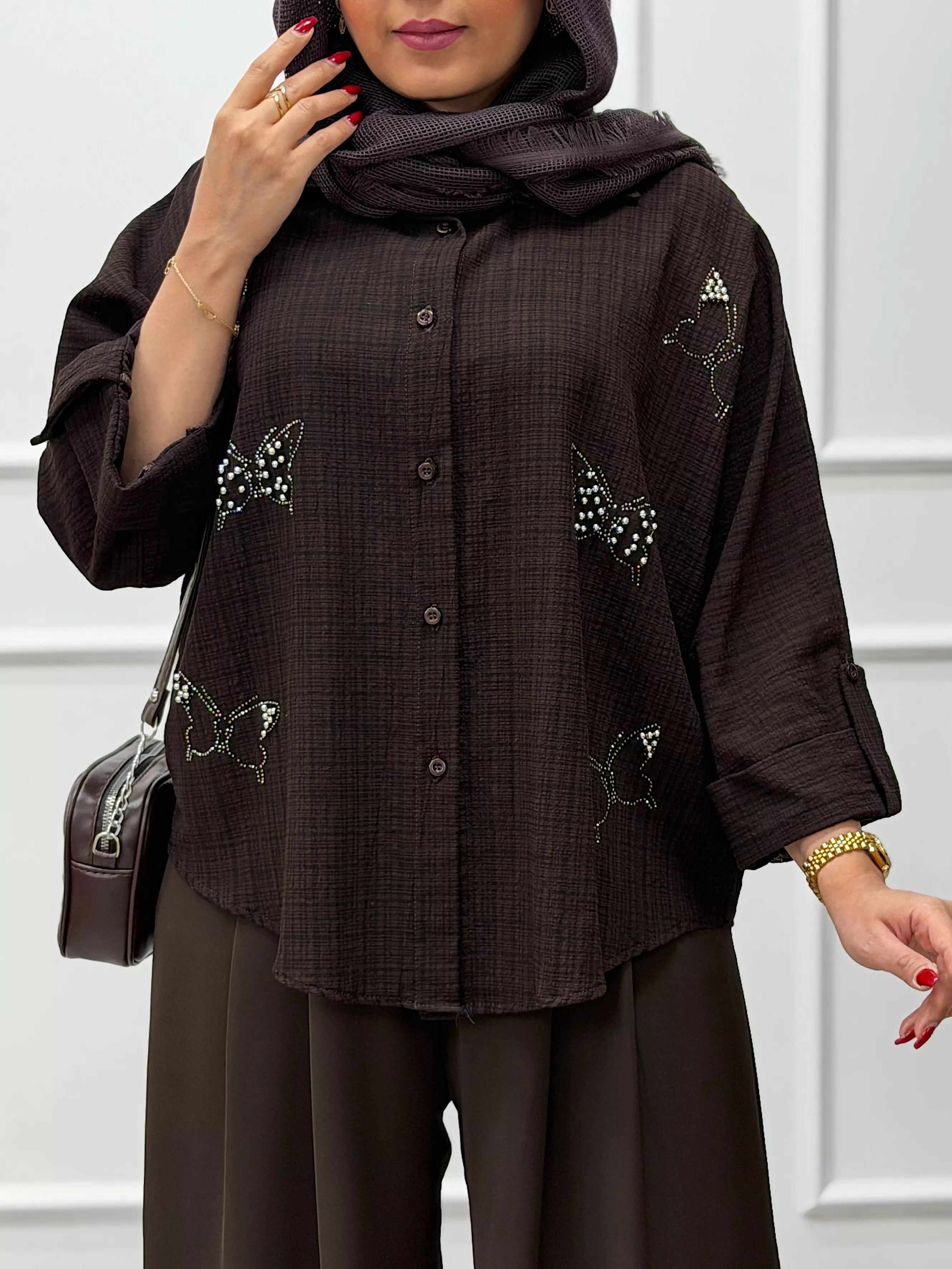 شومیز پروانه مرواریدی