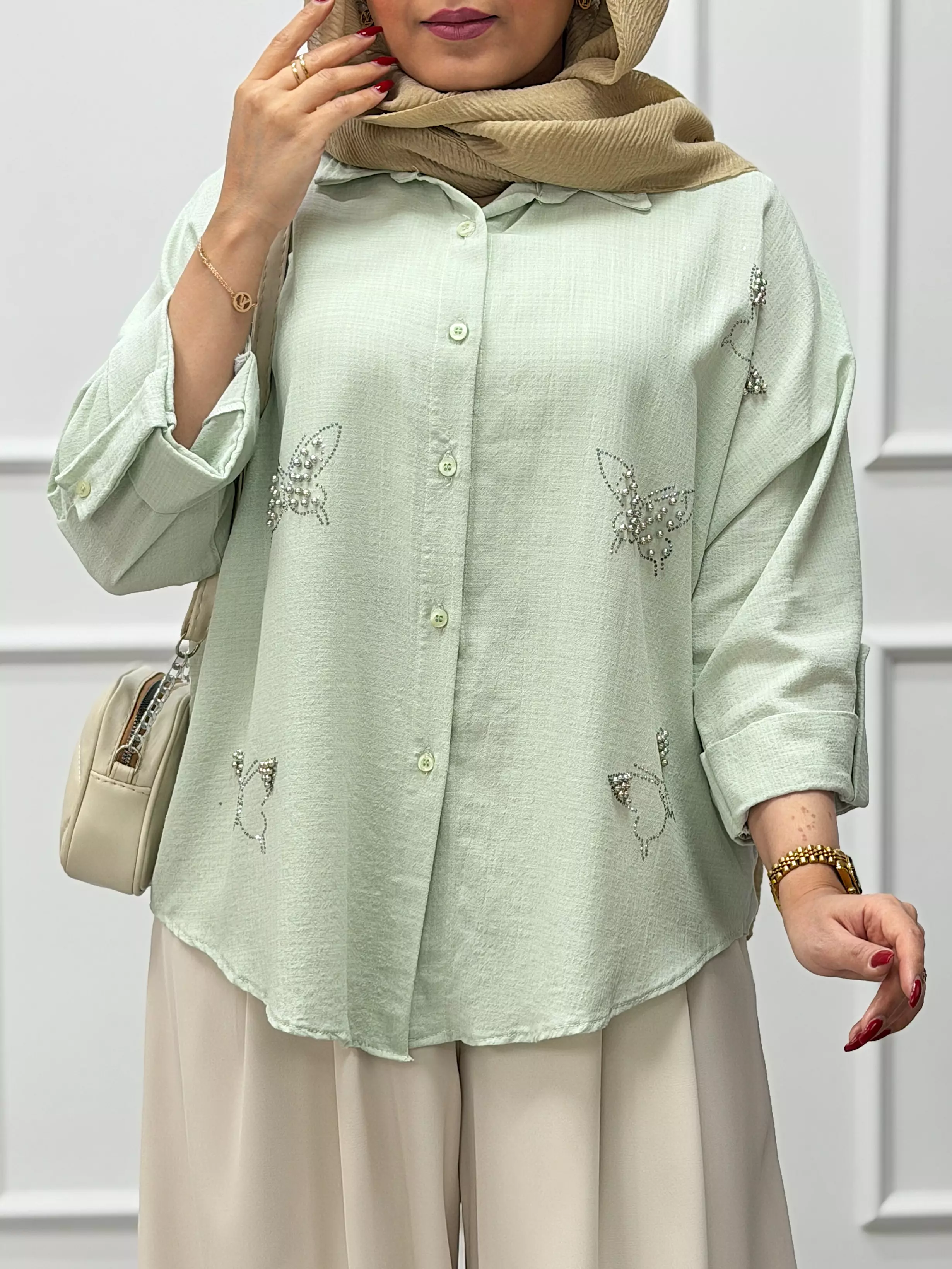 شومیز پروانه مرواریدی