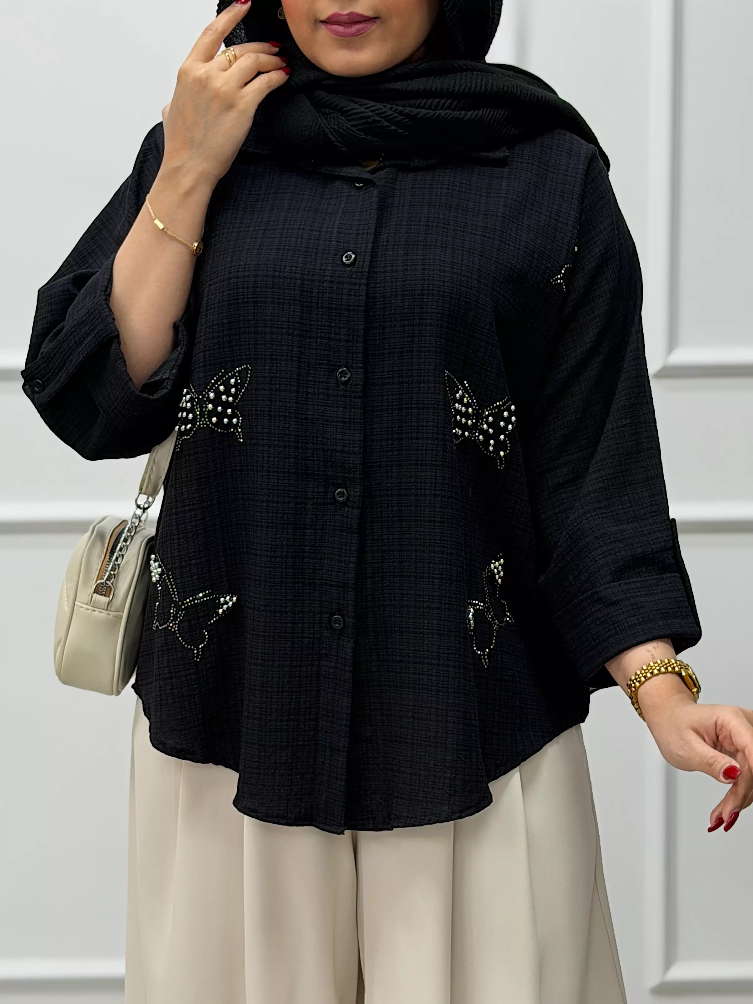 شومیز پروانه مرواریدی