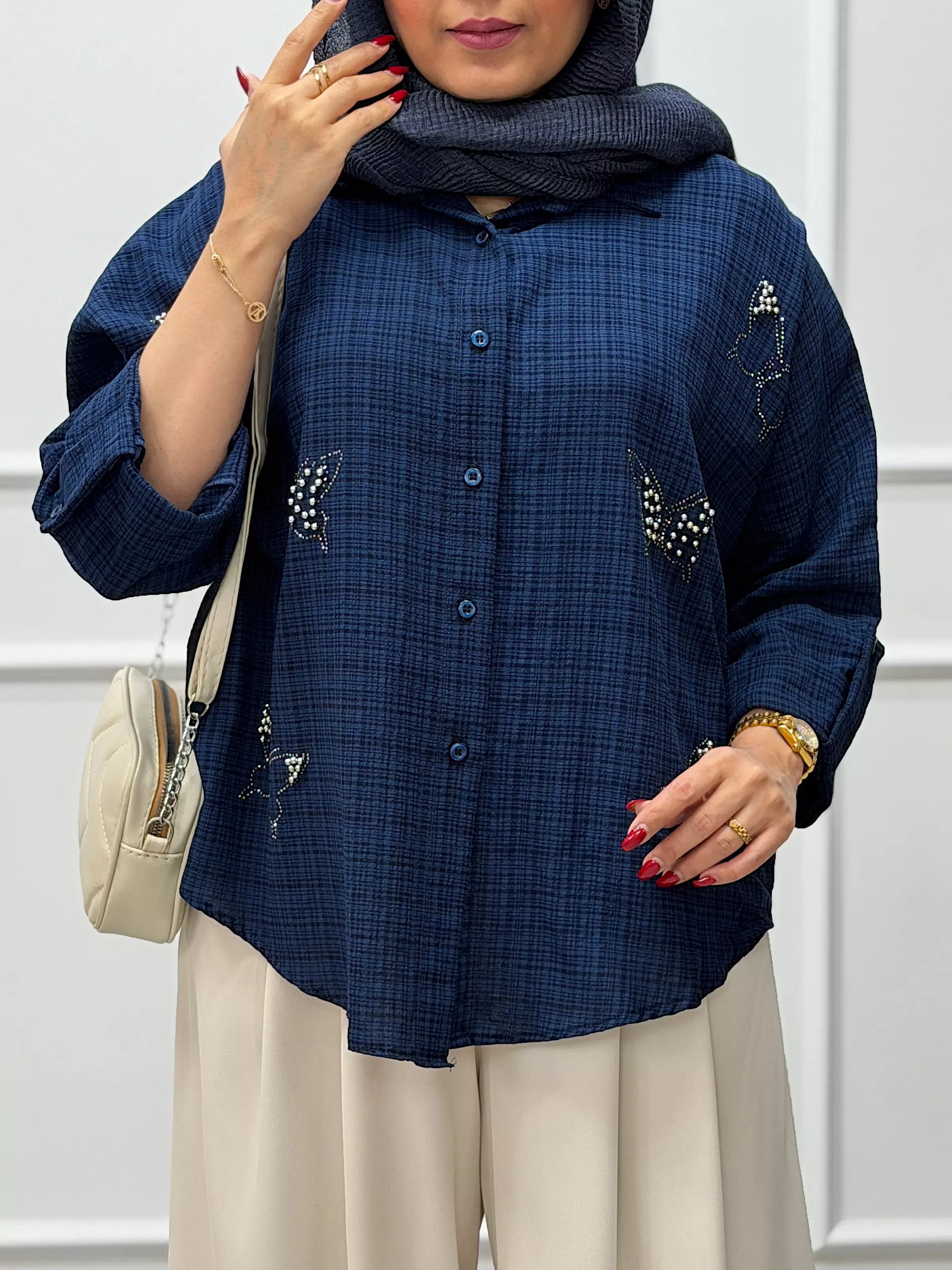 شومیز پروانه مرواریدی