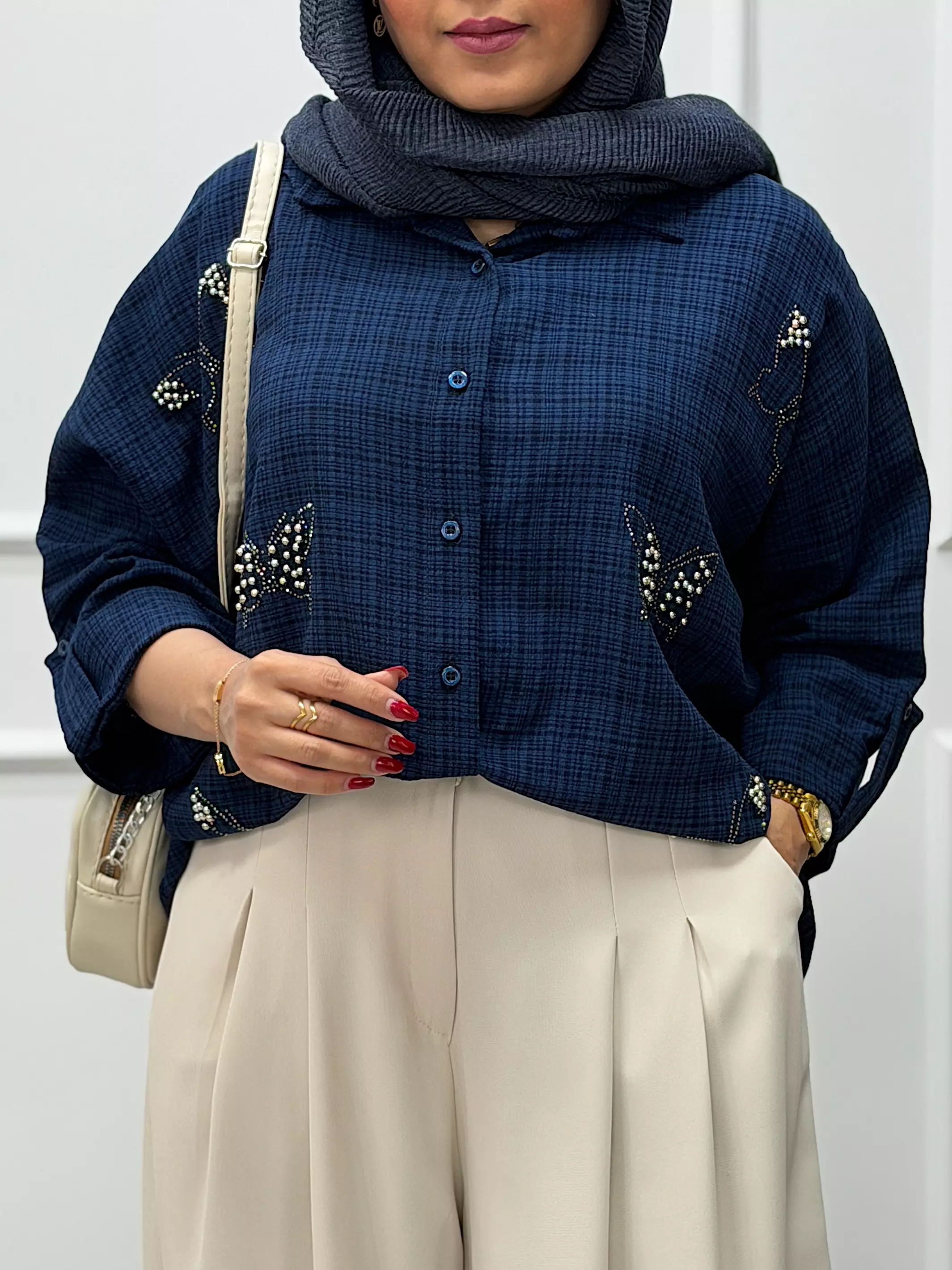 شومیز پروانه مرواریدی