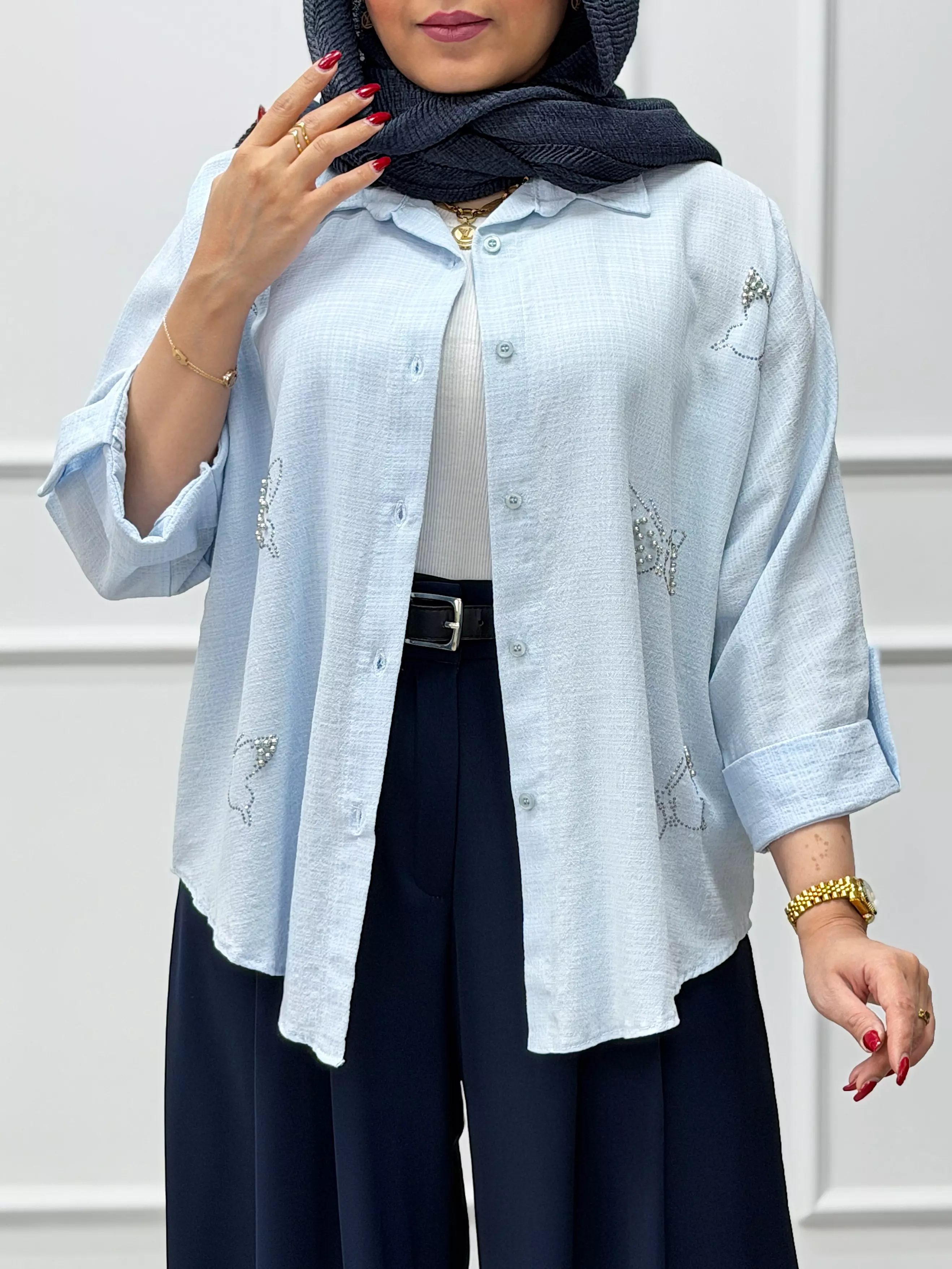 شومیز پروانه مرواریدی