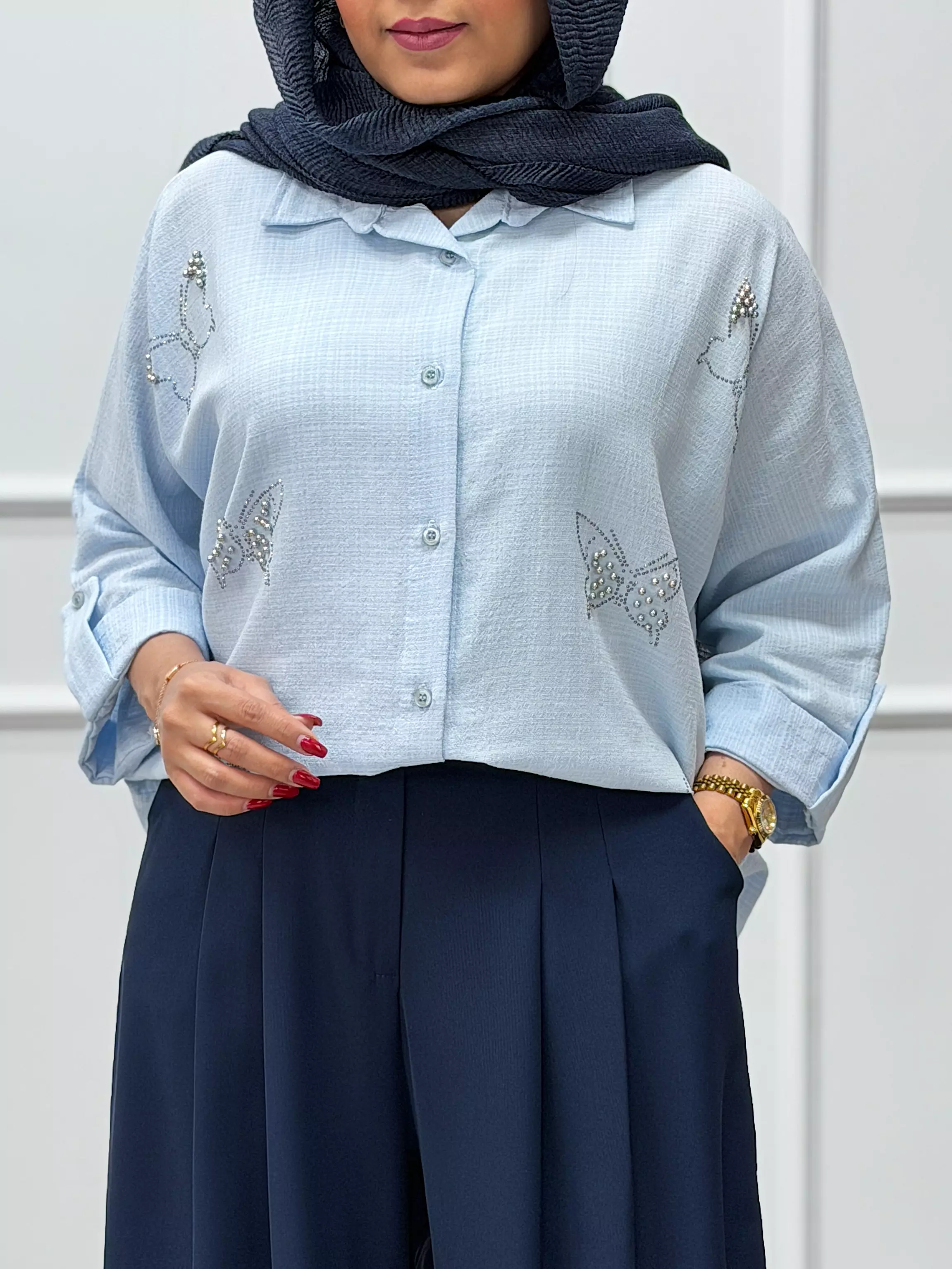 شومیز پروانه مرواریدی