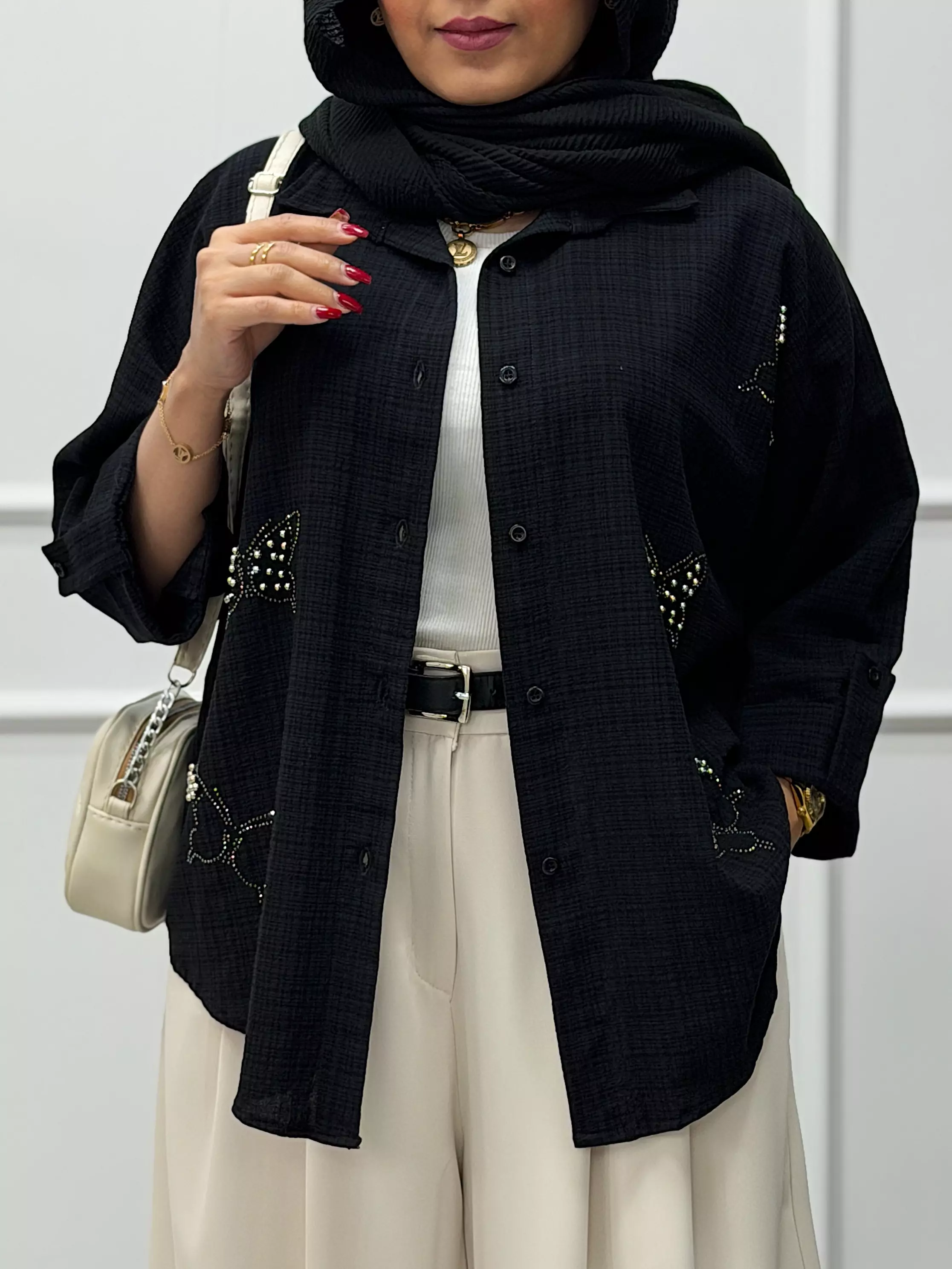 شومیز پروانه مرواریدی