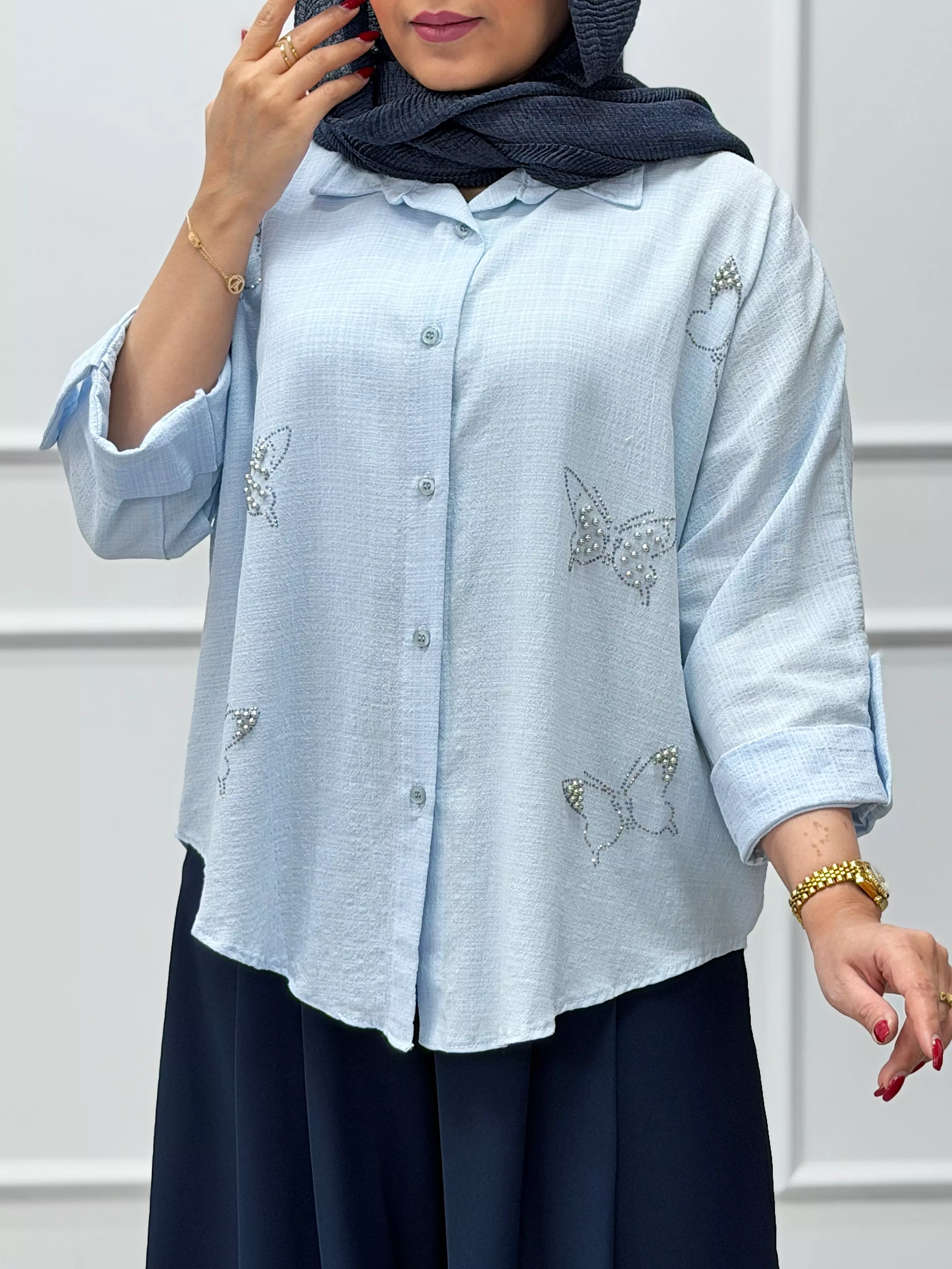 شومیز پروانه مرواریدی