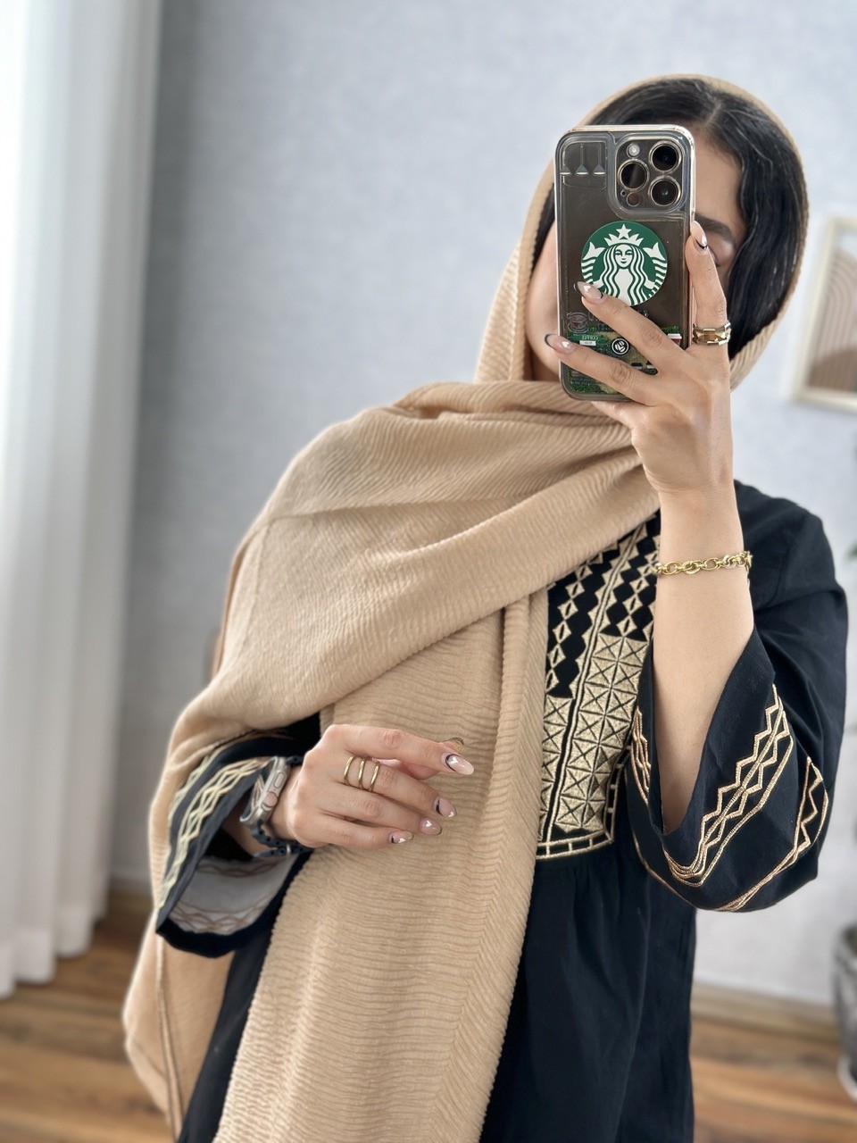 شال عسل کرم خاکی