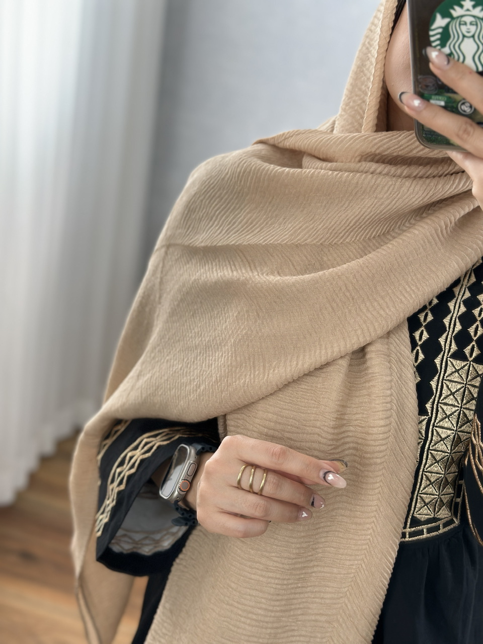 شال عسل کرم خاکی