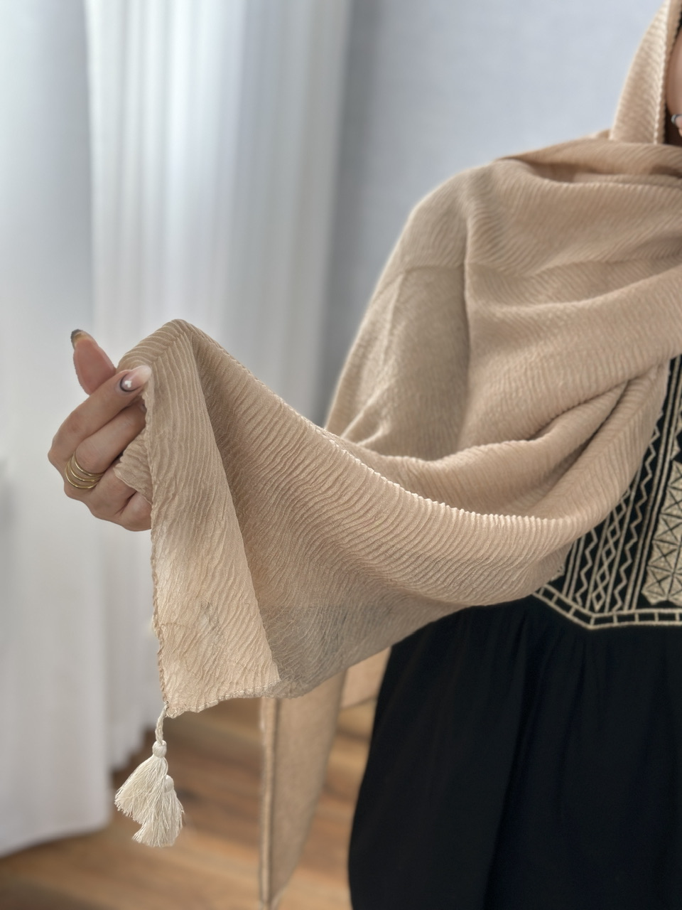 شال عسل کرم خاکی