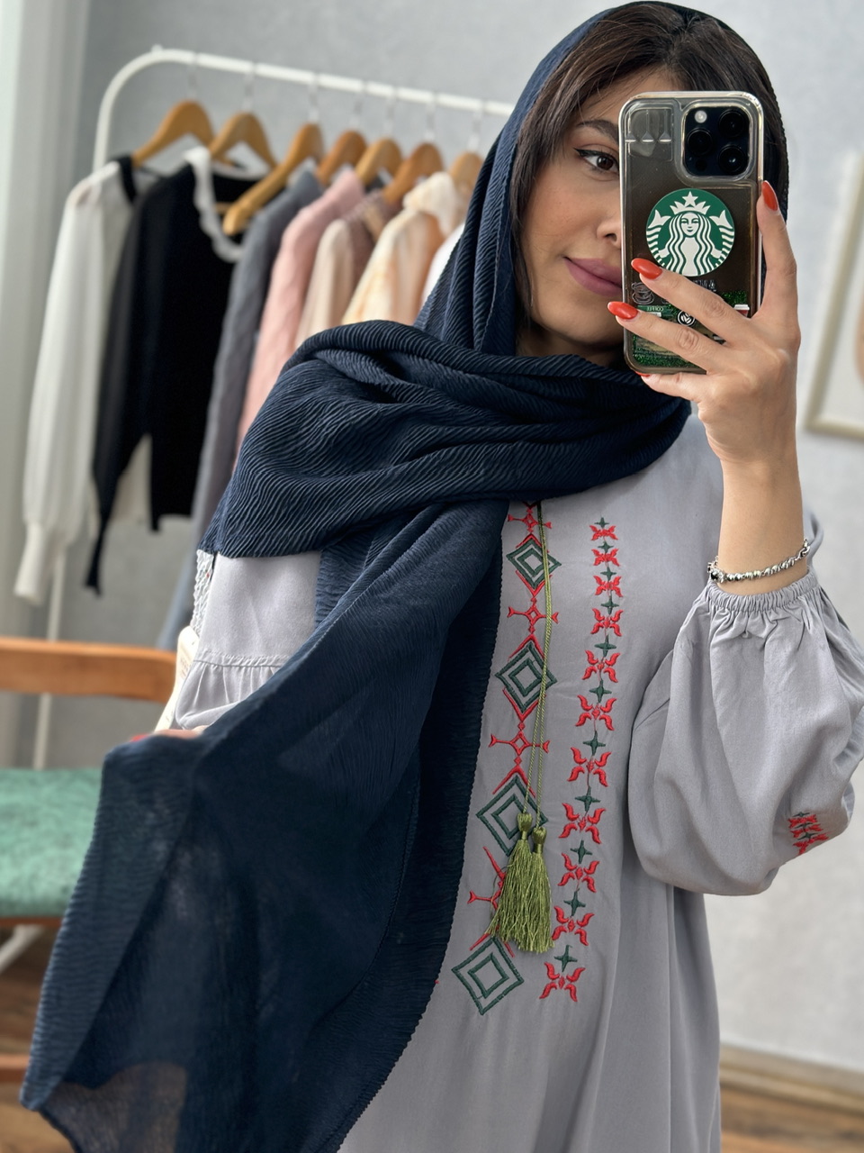 شال عسل سورمه ای