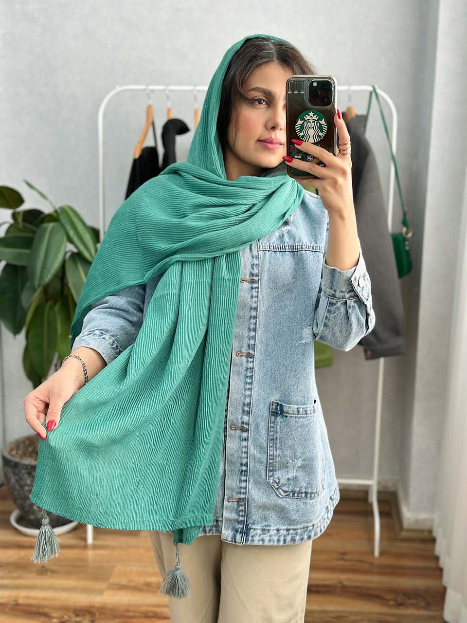 شال ویشکا سبز فیروزه