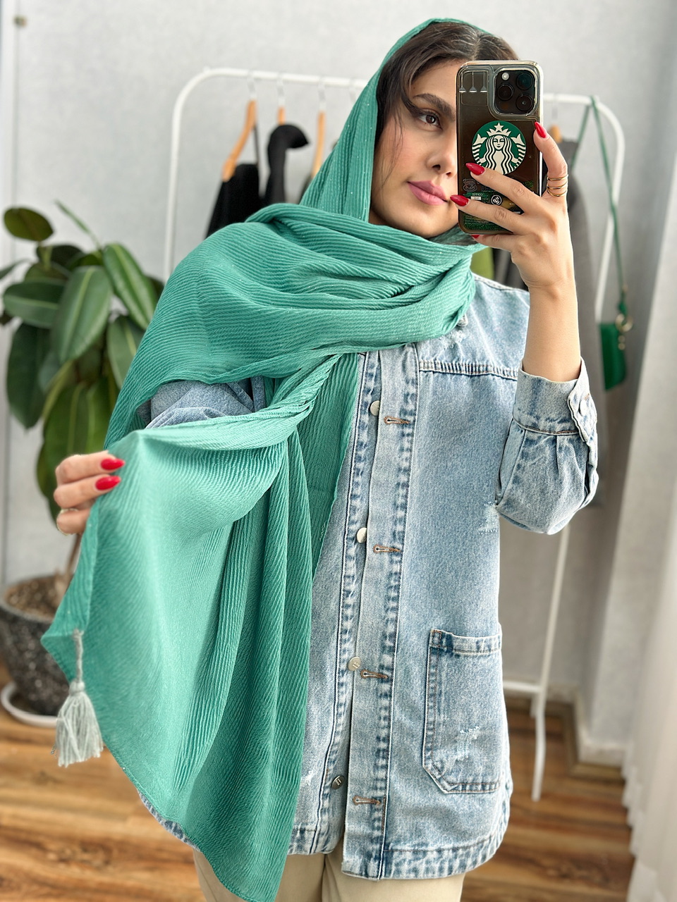 شال ویشکا سبز فیروزه