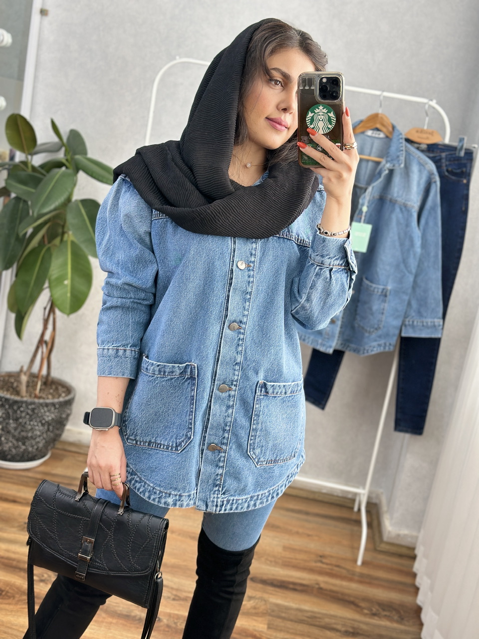 کت جین آبی وسط