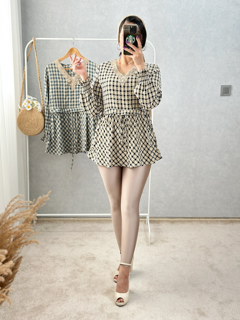 تونیک چهارخونه لاله