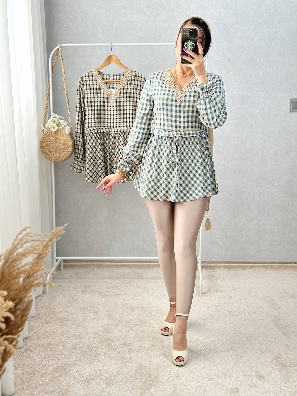 تونیک چهارخونه لاله