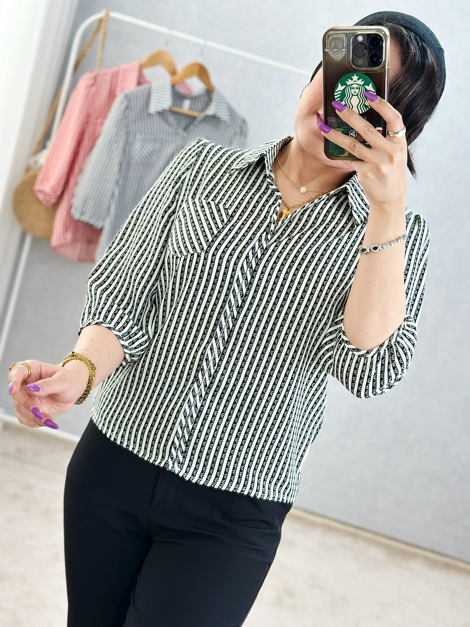 شومیز کلاسیک راه راه