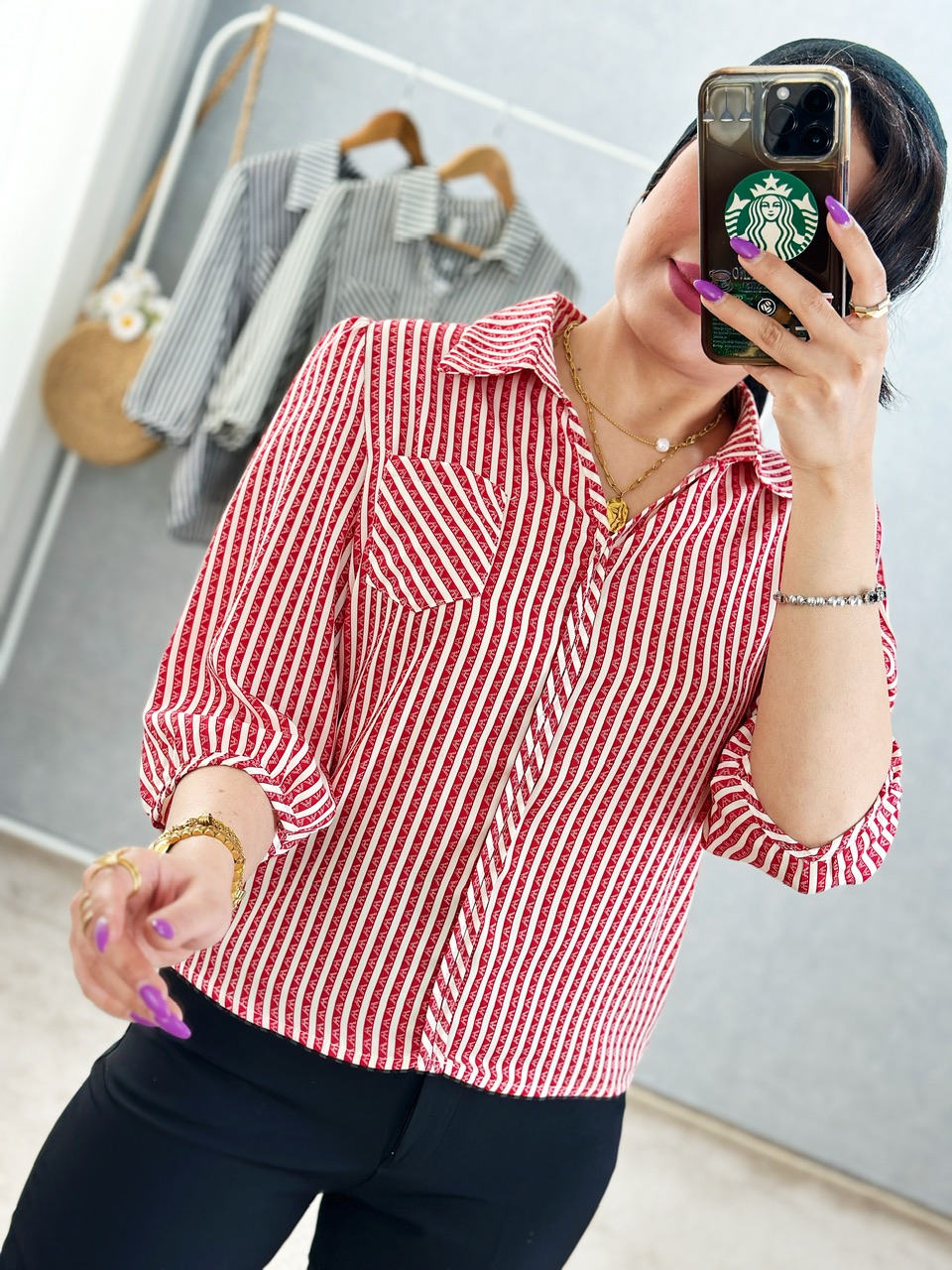 شومیز کلاسیک راه راه