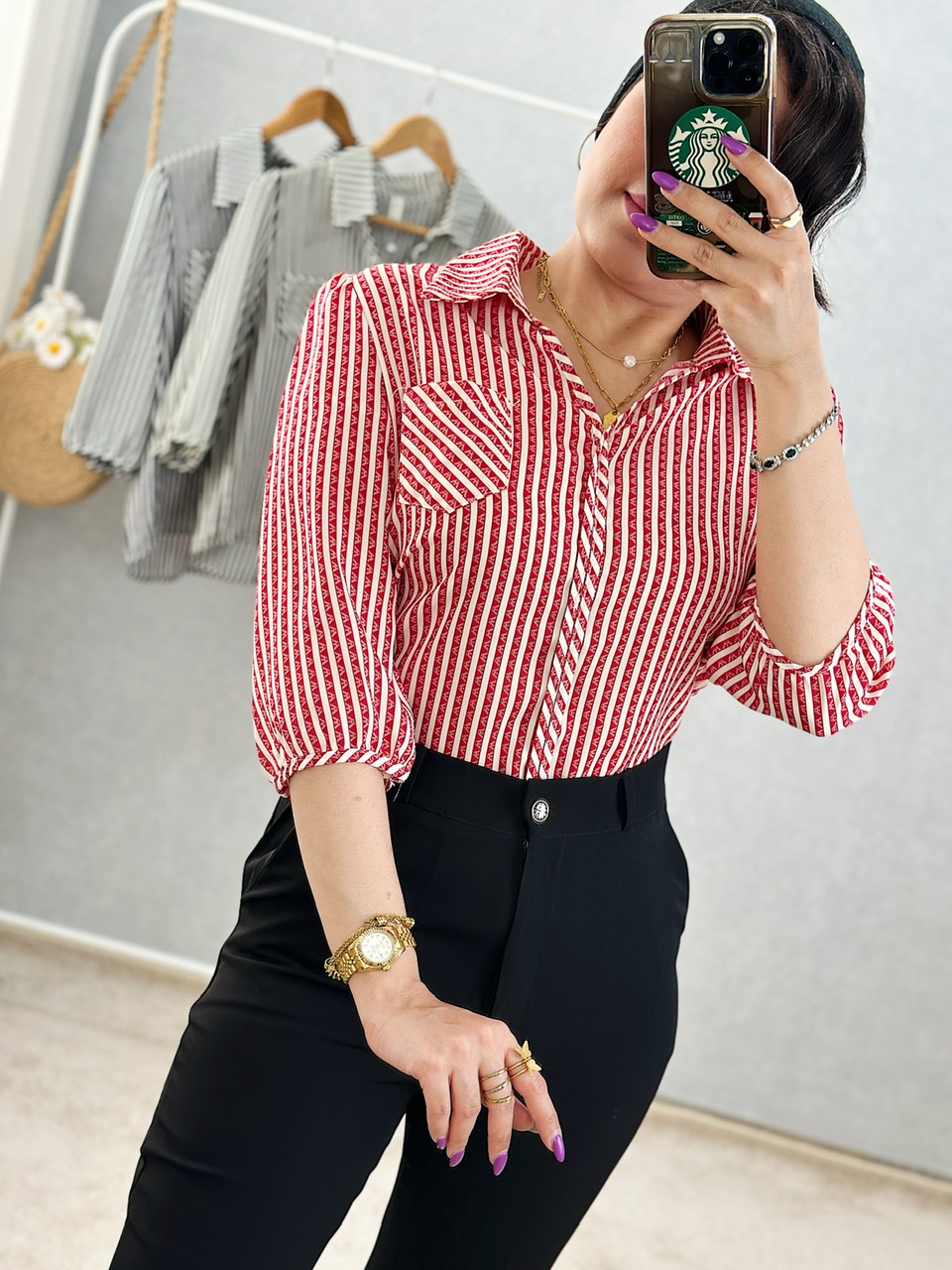 شومیز کلاسیک راه راه