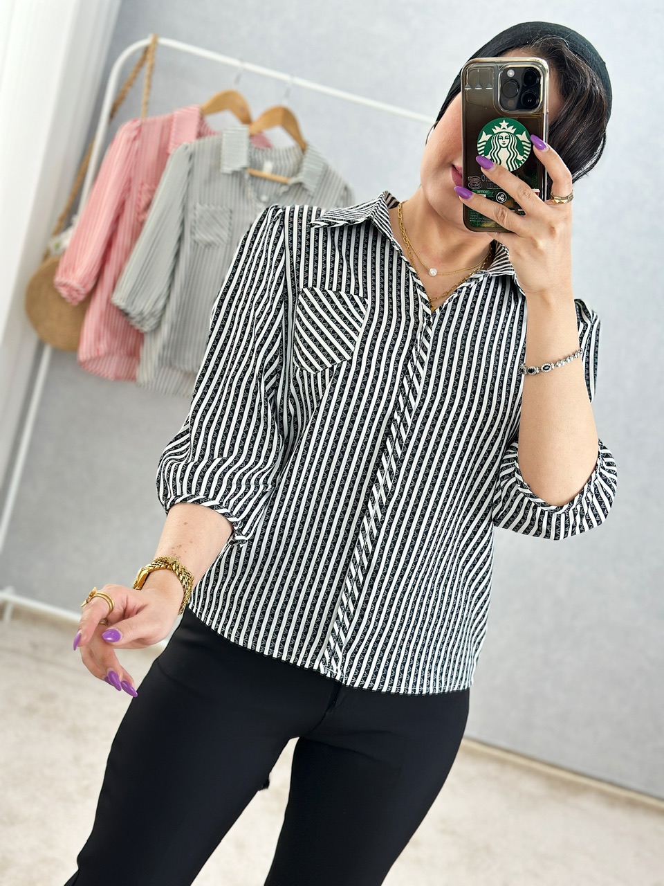 شومیز کلاسیک راه راه