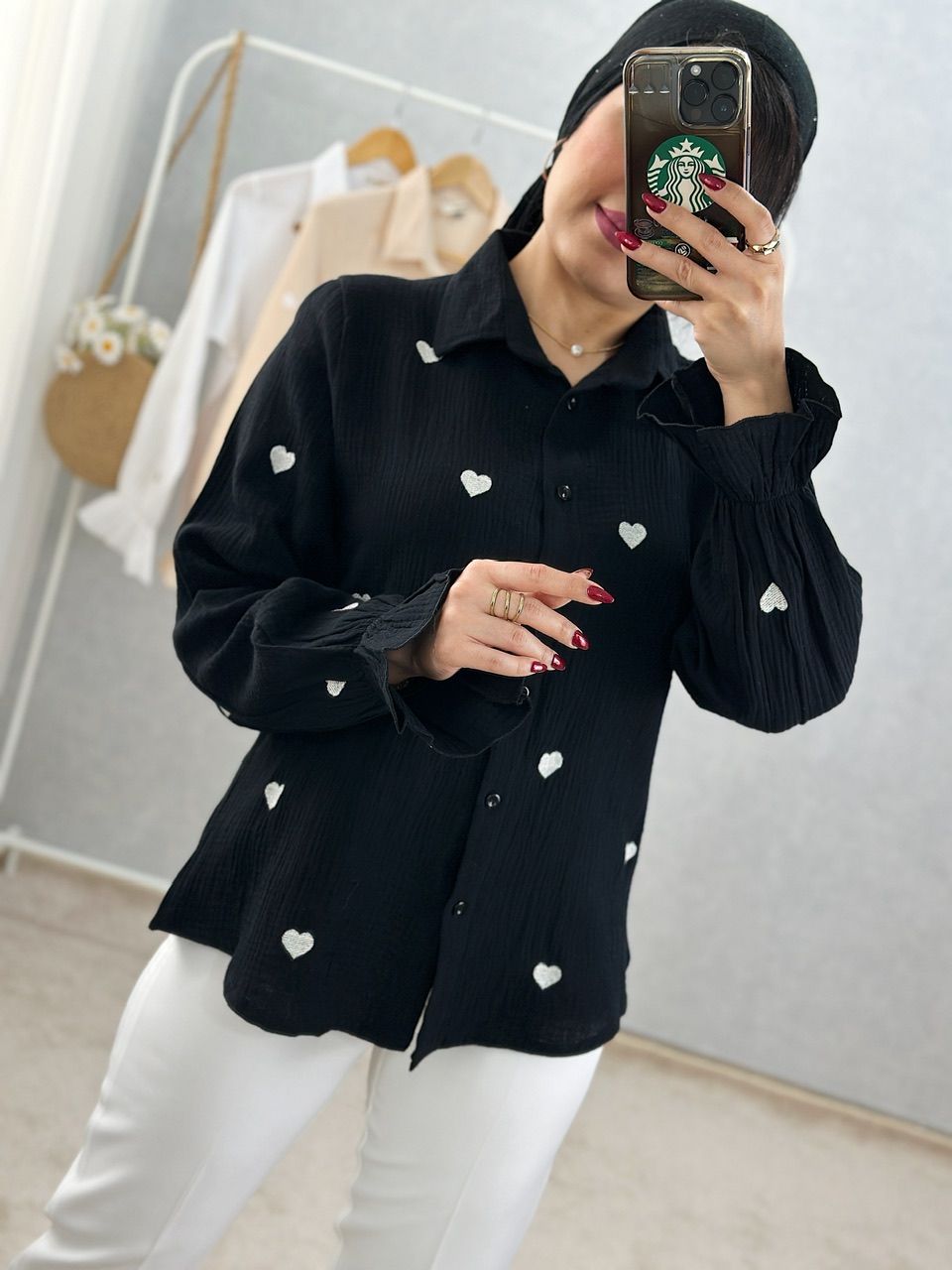 شومیز قلب گلدوزی