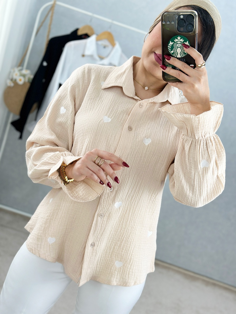 شومیز قلب گلدوزی