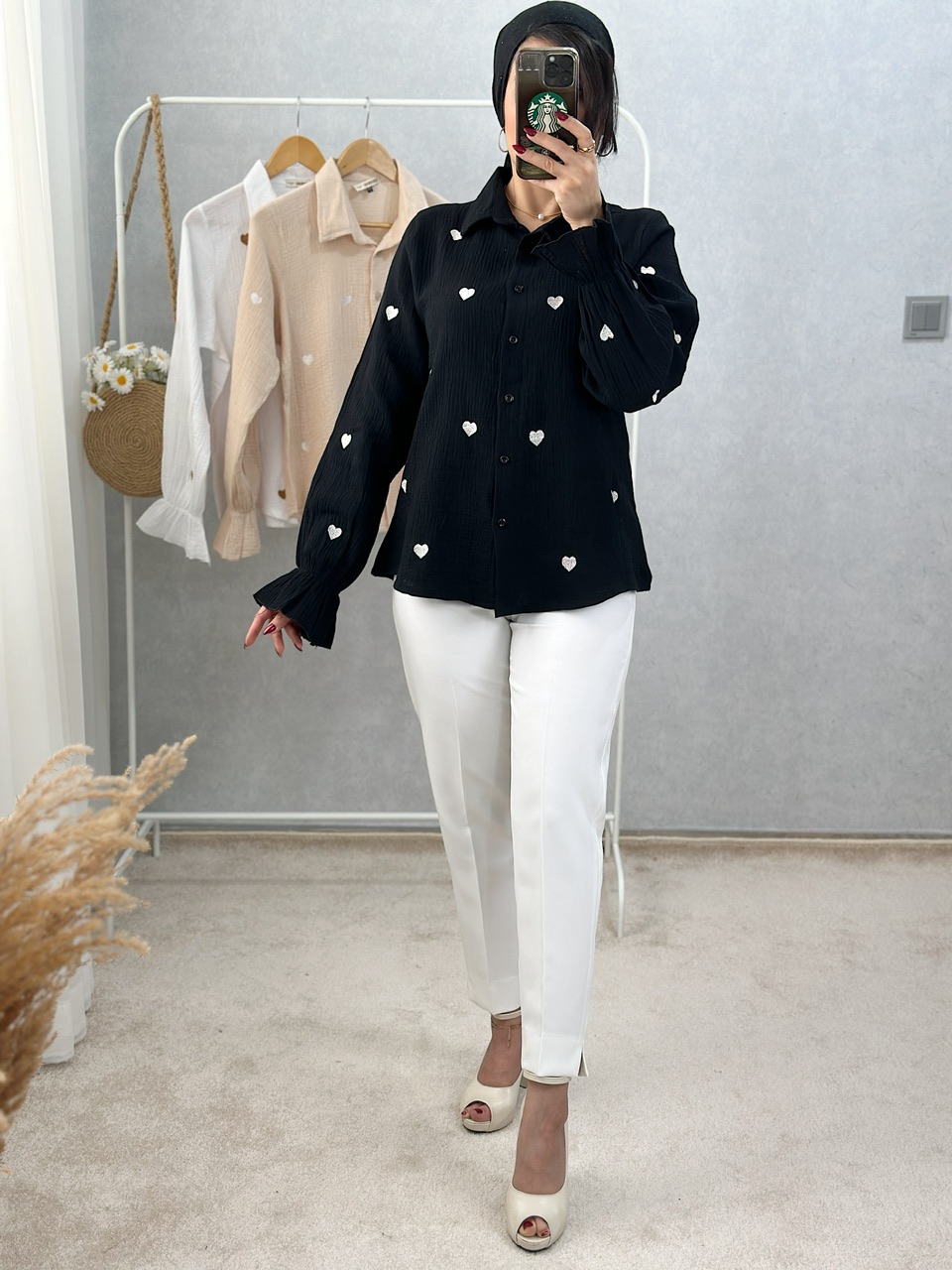 شومیز قلب گلدوزی