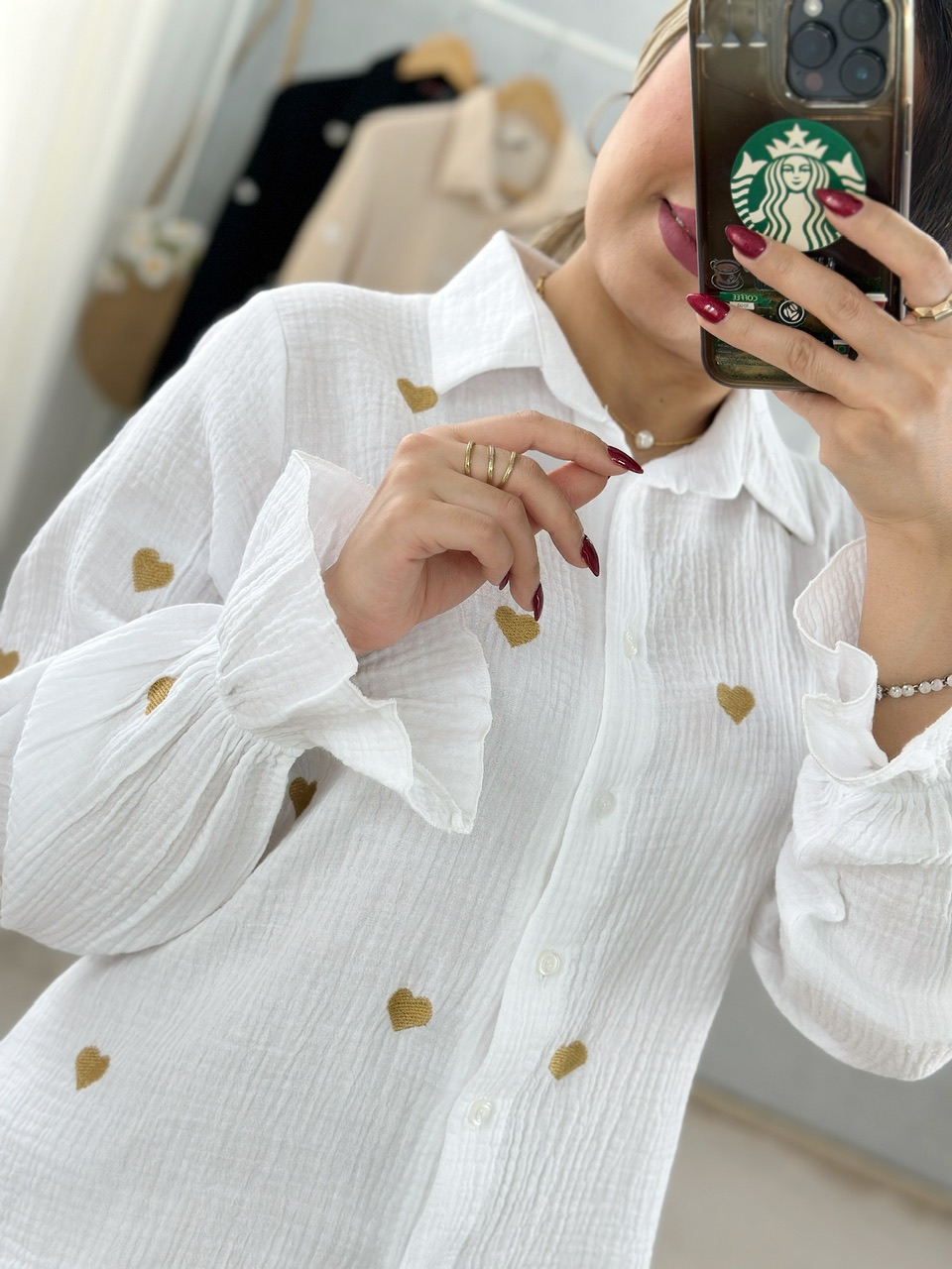 شومیز قلب گلدوزی