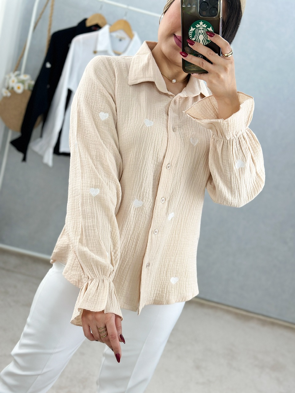 شومیز قلب گلدوزی