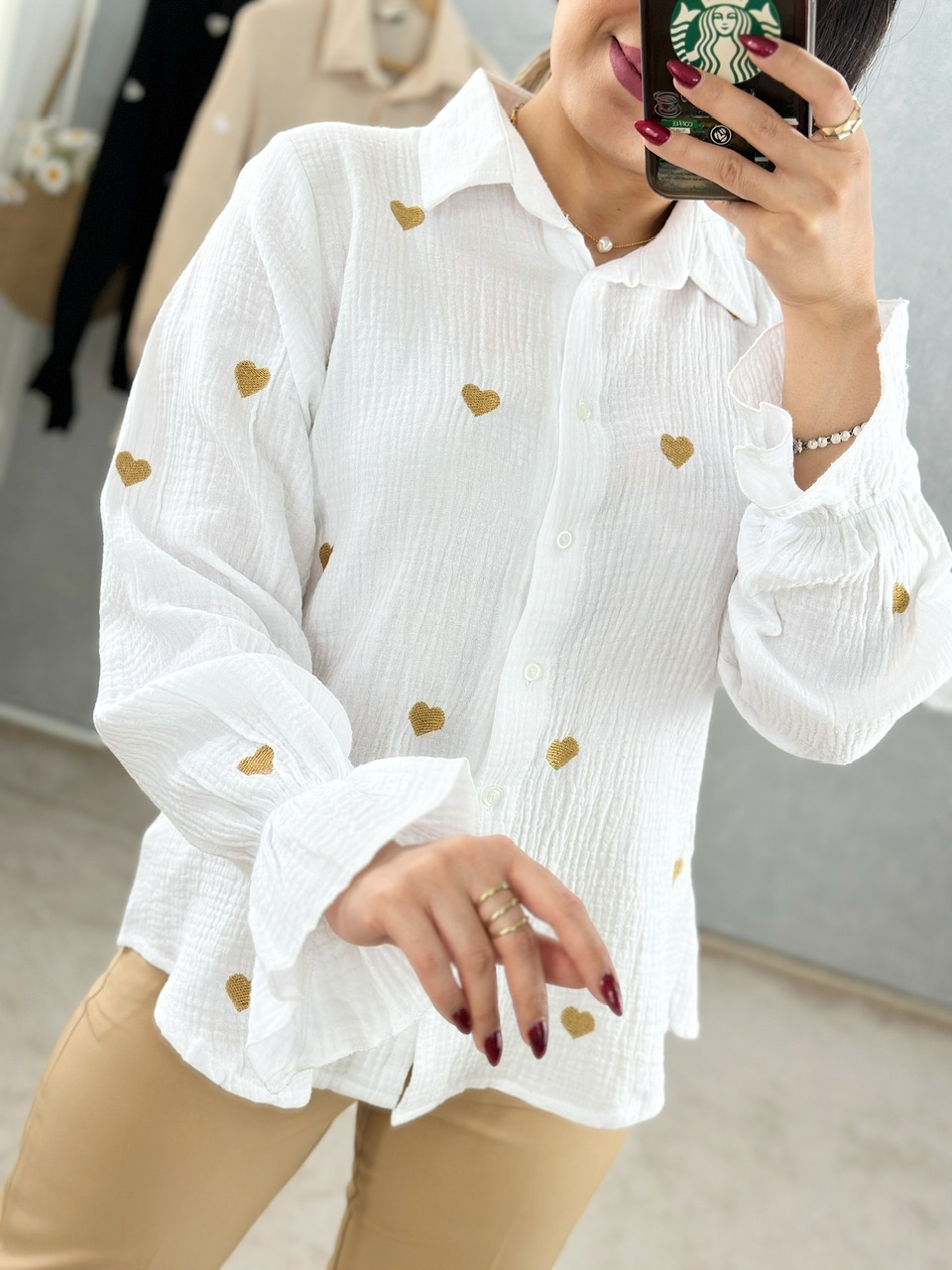 شومیز قلب گلدوزی