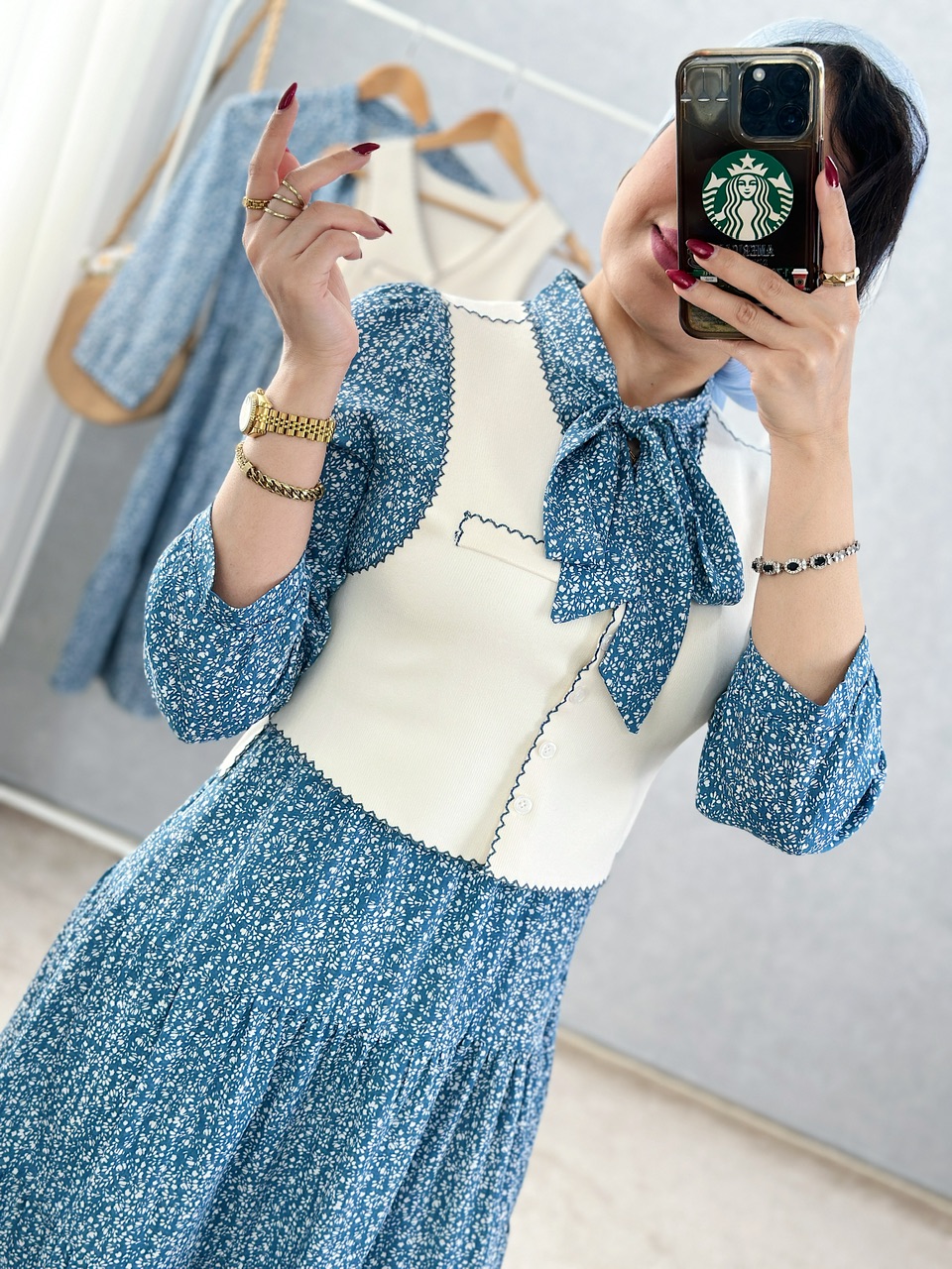 پیراهن دو تیکه حریر آسمان