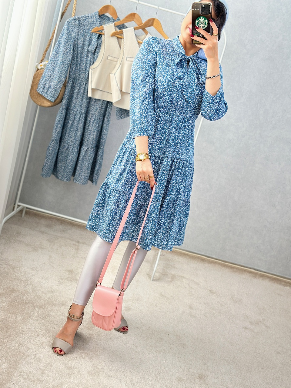 پیراهن دو تیکه حریر آسمان