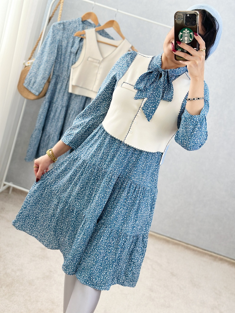 پیراهن دو تیکه حریر آسمان