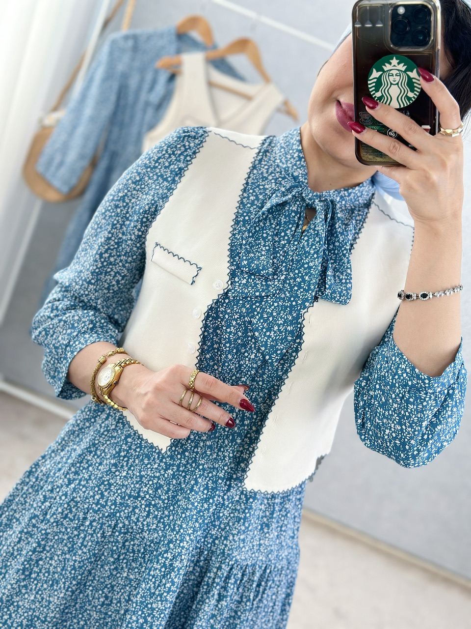 پیراهن دو تیکه حریر آسمان