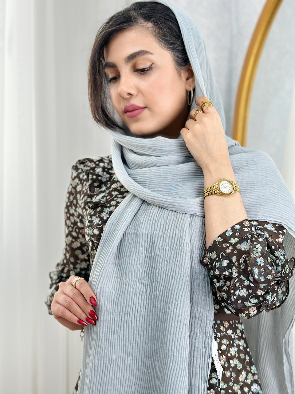 شال شیدا طوسی آبی