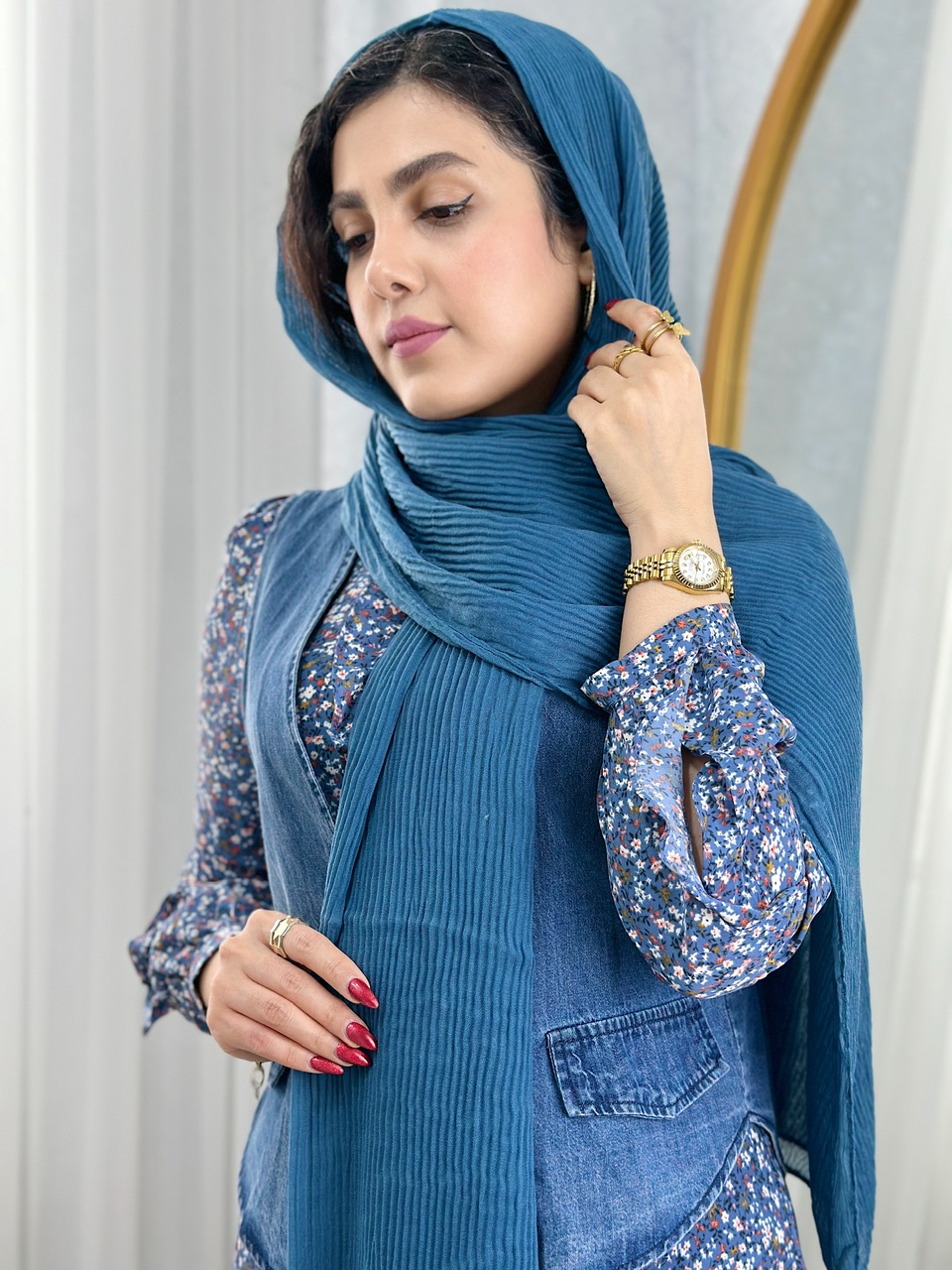 شال شیدا سبزآبی