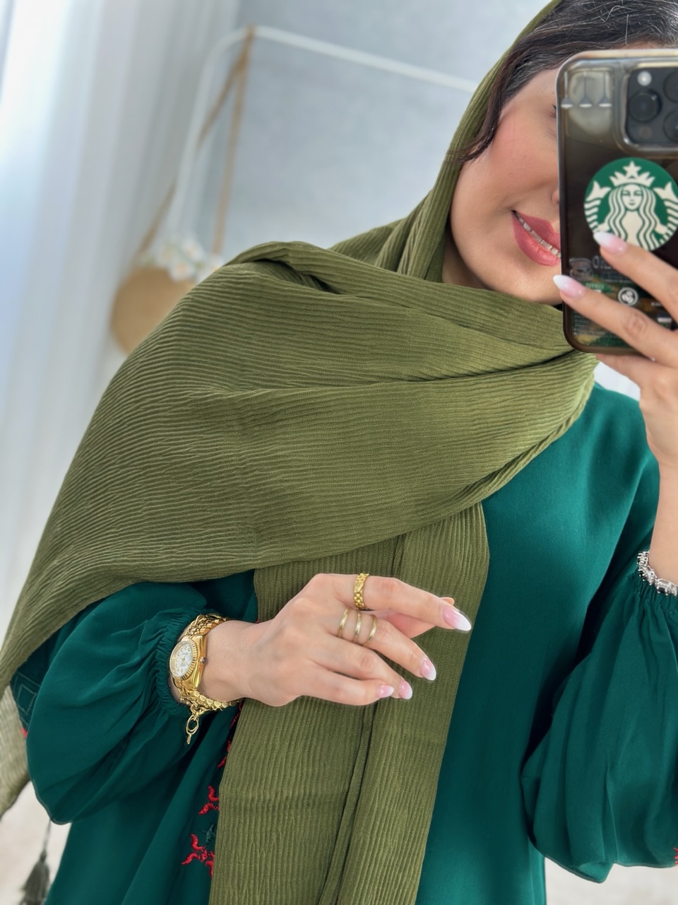شال شیدا سبز زیتونی
