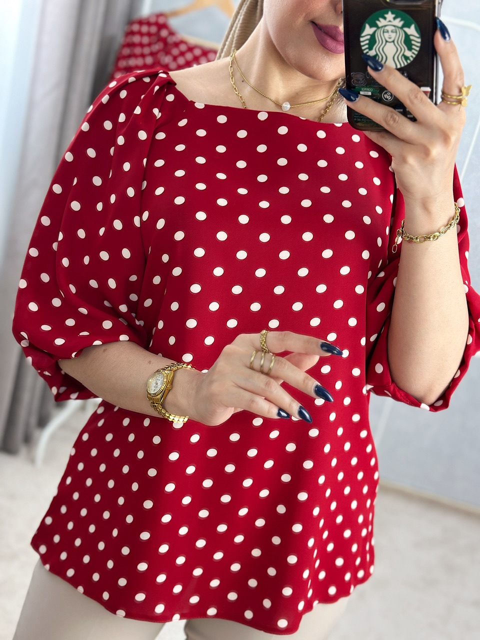 شومیز خالدار فانتزی