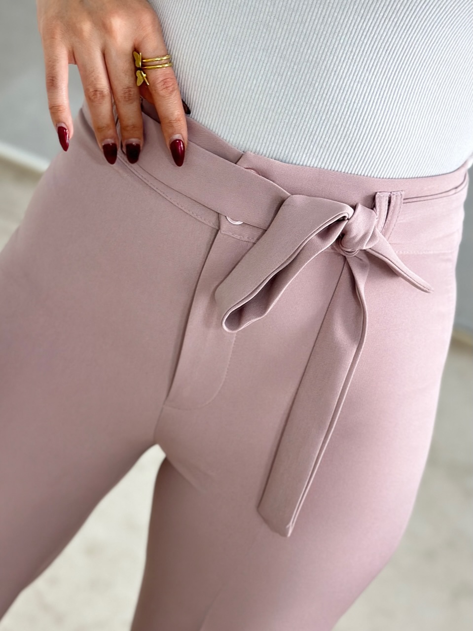 شلوار نیم بگ صورتی